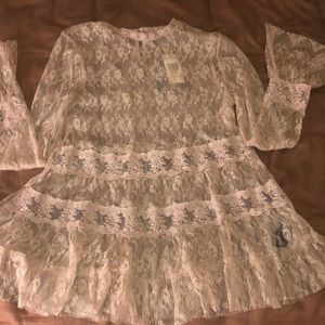 Blush pink lace blouse